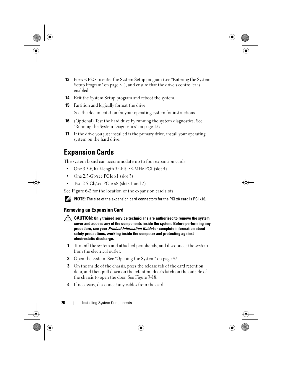 Expansion cards, Removing an expansion card | Dell PowerEdge T105 User Manual | Page 70 / 190