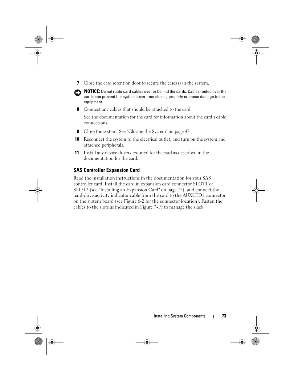Sas controller expansion card | Dell PowerEdge T105 User Manual | Page 73 / 190