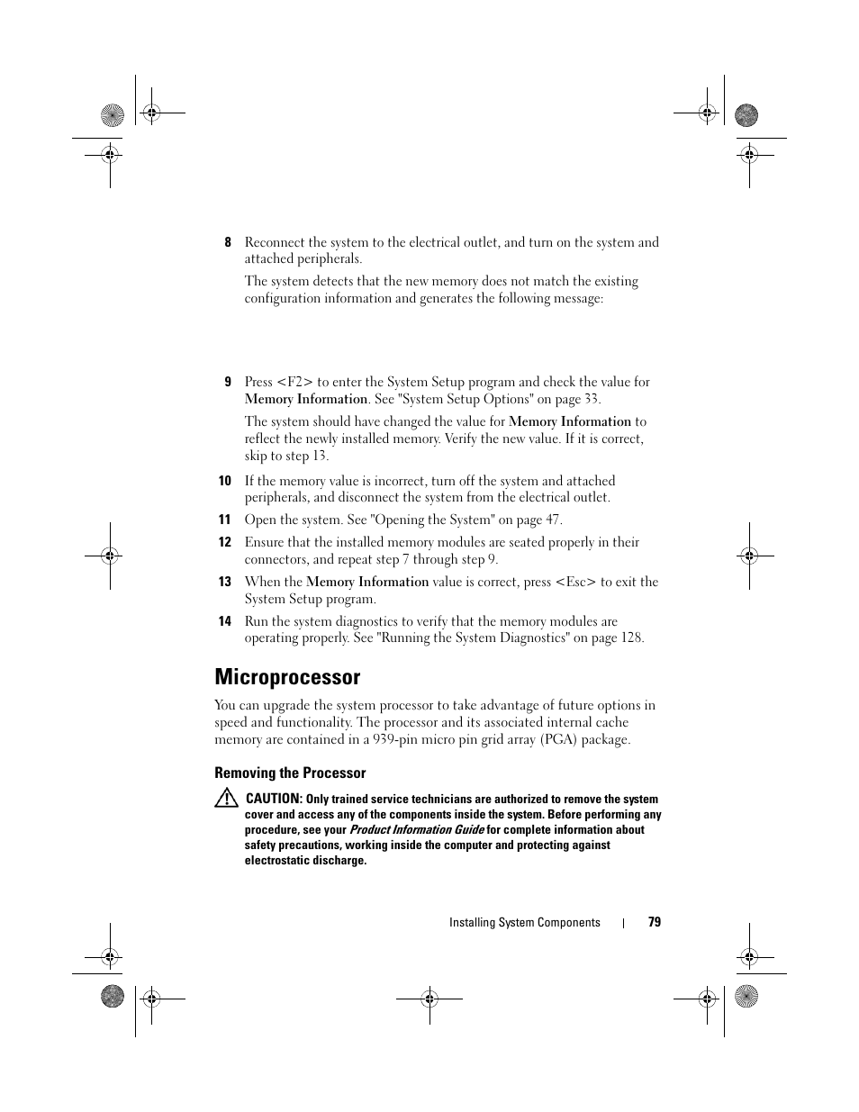 Microprocessor, Removing the processor | Dell PowerEdge T105 User Manual | Page 79 / 190