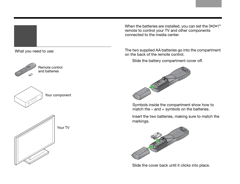 Inserting the remote batteries | Bose 3.2.1 Series III User Manual | Page 34 / 108