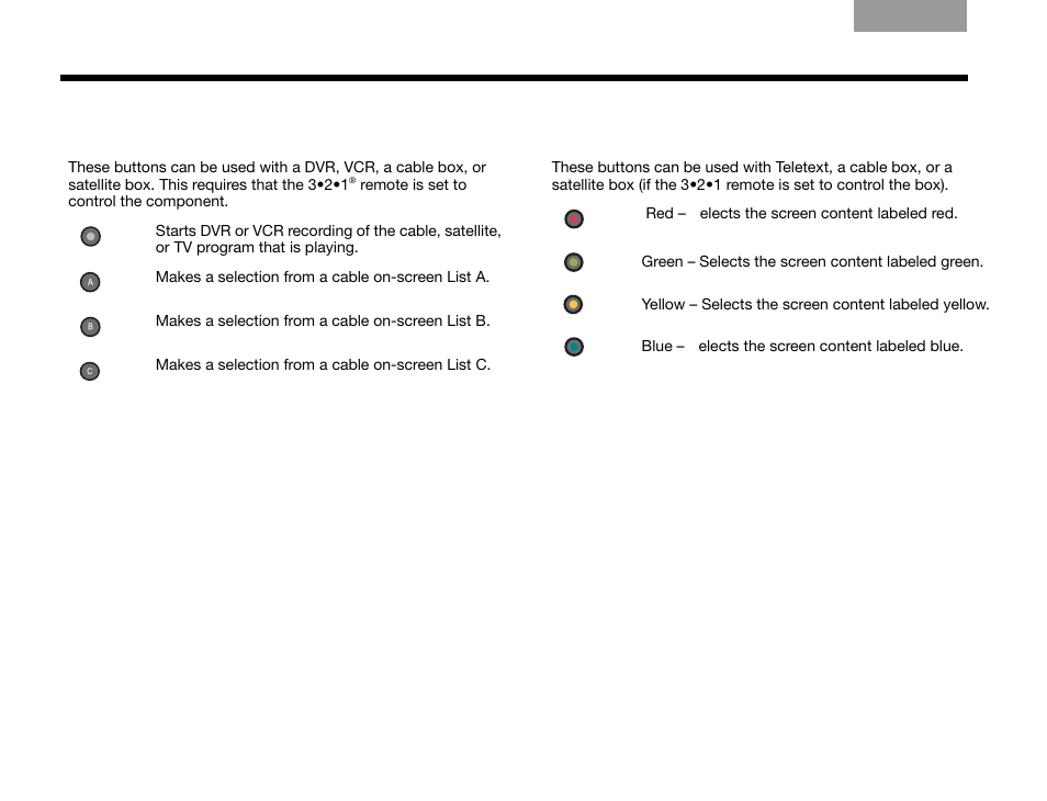 Record and a, b, c buttons (not in europe), Colored buttons (in europe only) | Bose 3.2.1 Series III User Manual | Page 42 / 108