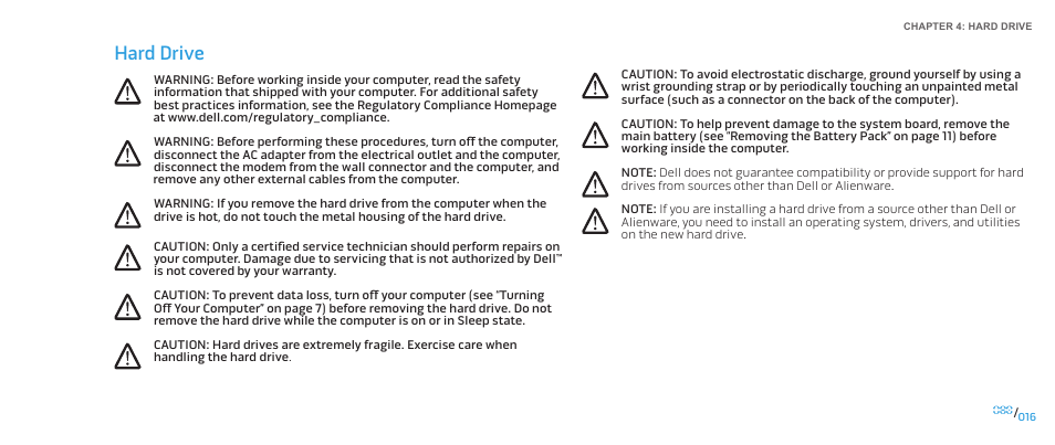 Hard drive | Dell Alienware M15x (Early 2011) User Manual | Page 16 / 118