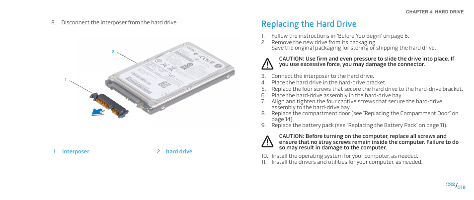 Replacing the hard drive | Dell Alienware M15x (Early 2011) User Manual | Page 18 / 118