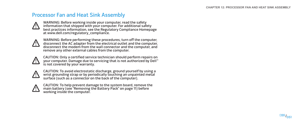 Processor fan and heat sink assembly | Dell Alienware M15x (Early 2011) User Manual | Page 51 / 118
