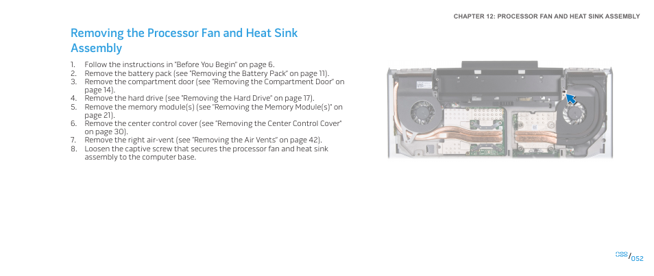 Removing the processor fan and heat sink assembly | Dell Alienware M15x (Early 2011) User Manual | Page 52 / 118