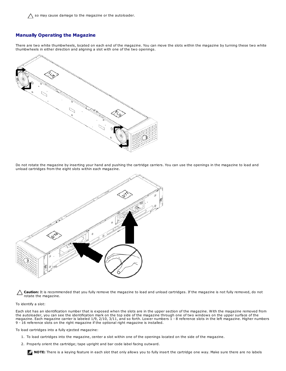Manually operating the magazine | Dell PowerVault 124T User Manual | Page 12 / 73