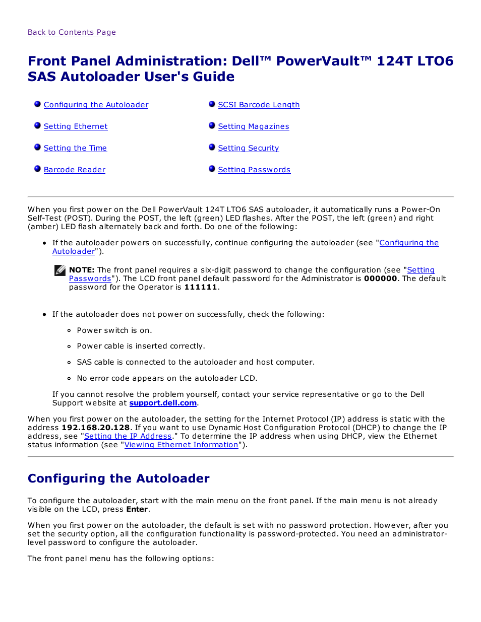 Configuring the autoloader | Dell PowerVault 124T User Manual | Page 29 / 73