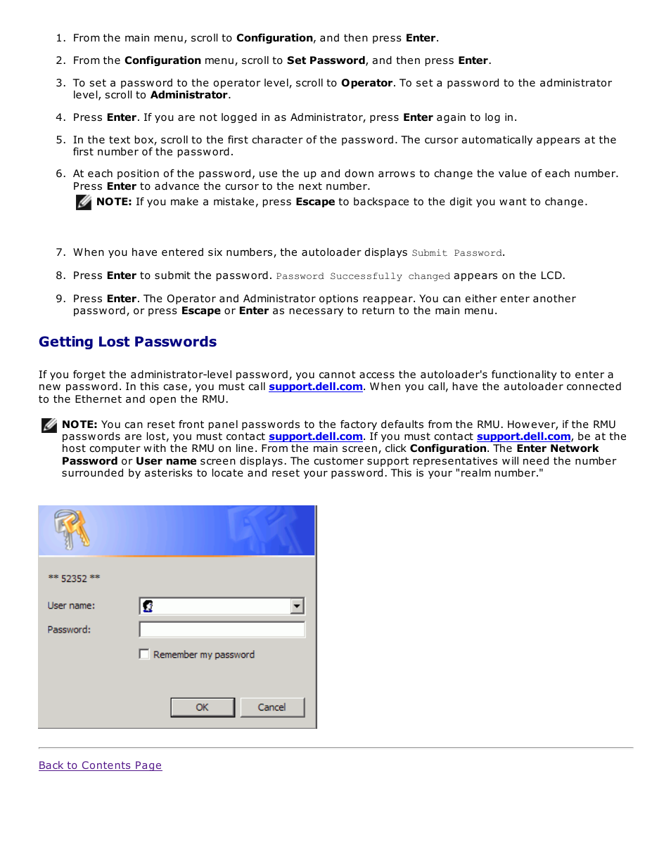 Getting lost passwords | Dell PowerVault 124T User Manual | Page 36 / 73