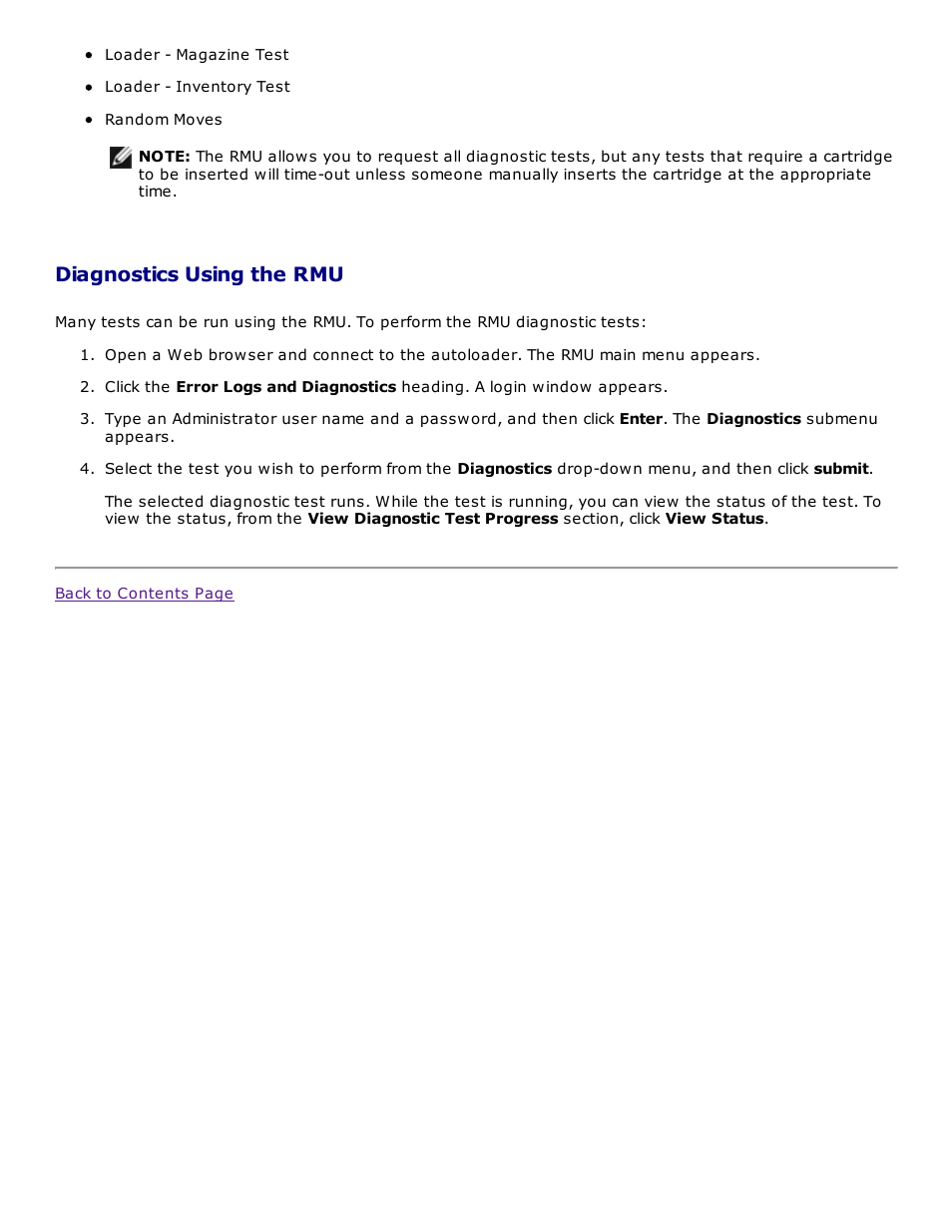 Diagnostics using the rmu | Dell PowerVault 124T User Manual | Page 39 / 73
