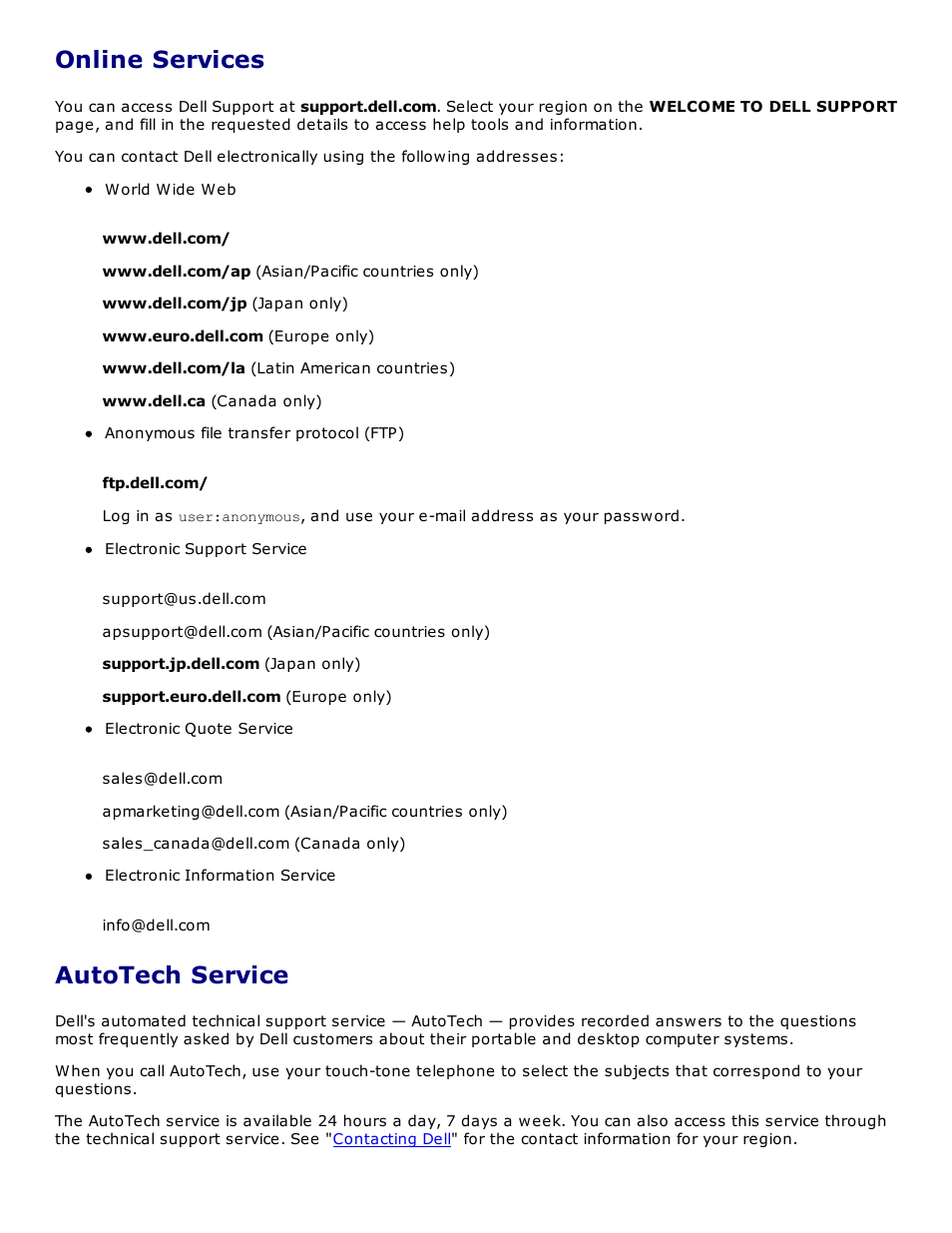 Online services, Autotech service | Dell PowerVault 124T User Manual | Page 71 / 73