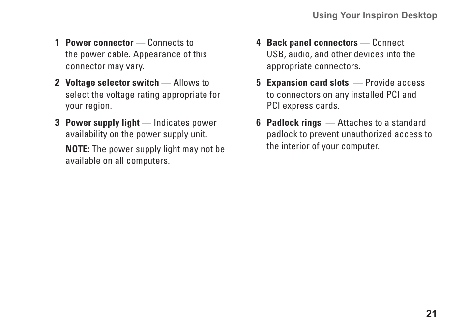 Dell Inspiron 580 (Late 2009) User Manual | Page 23 / 70