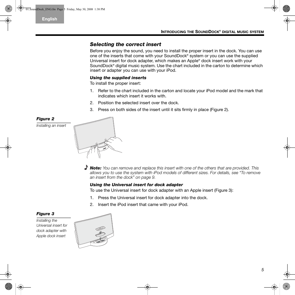 Selecting the correct insert | Bose SoundDock User Manual | Page 5 / 12