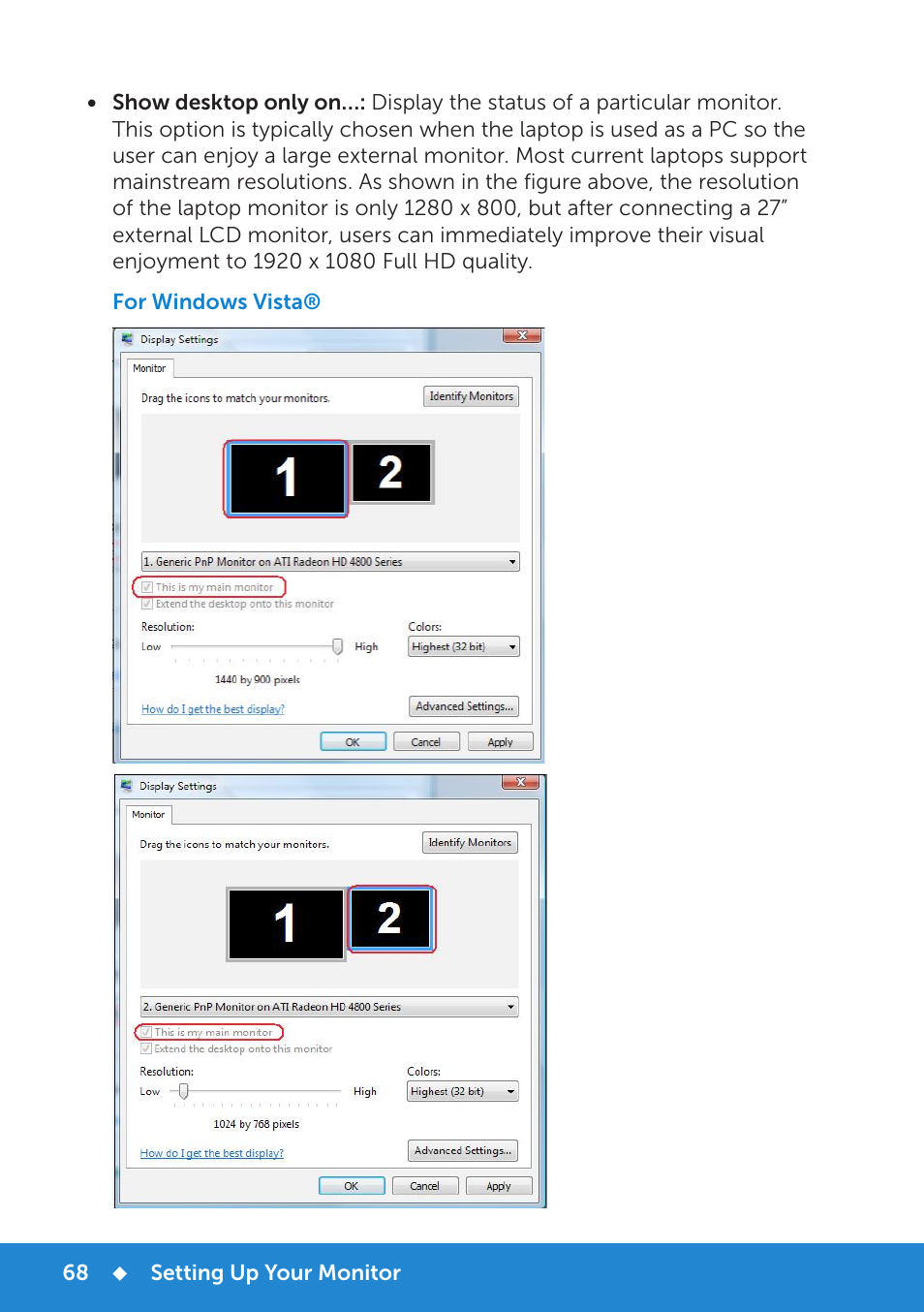 Dell E2214H Monitor User Manual | Page 68 / 70