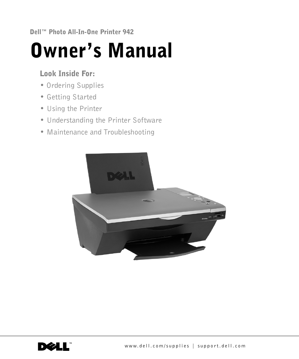 Dell 942 All In One Inkjet Printer User Manual | 108 pages