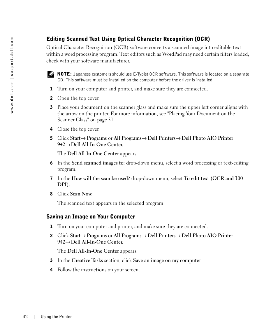 Saving an image on your computer | Dell 942 All In One Inkjet Printer User Manual | Page 42 / 108