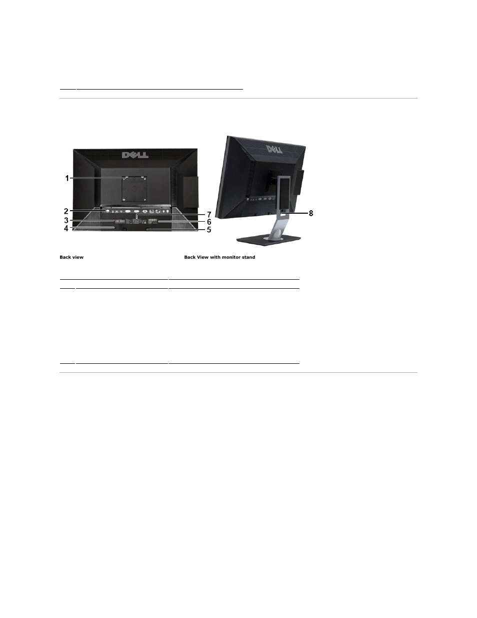 Back view, Side view | Dell 2709W Monitor User Manual | Page 3 / 39