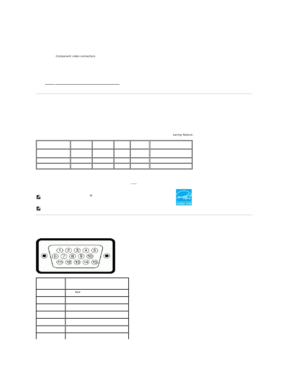 Monitor specifications, Power management modes, Pin assignments | Dell 2709W Monitor User Manual | Page 5 / 39