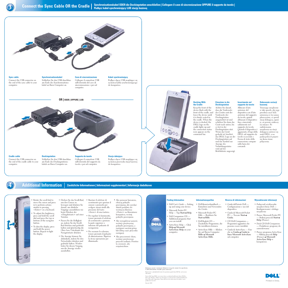 Connect the sync cable or the cradle, Additional information | Dell AXIM X3 User Manual | Page 2 / 2