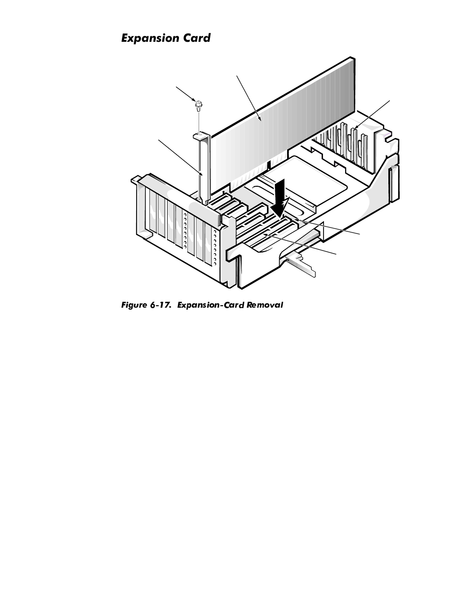 Expansion card, Expansion card -18, Figure 6-17 | Expansion-card removal -18, Sdqvlrq&dug | Dell OptiPlex NX1 User Manual | Page 134 / 170