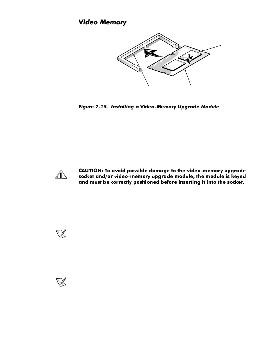 Video memory, Video memory -15, Figure 7-15 | Installing a video-memory upgrade module -15, 9lghr0hpru | Dell OptiPlex NX1 User Manual | Page 157 / 170