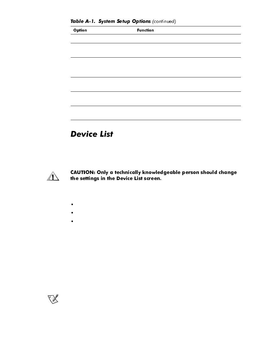 Device list, Hylfh/lvw | Dell OptiPlex NX1 User Manual | Page 166 / 170