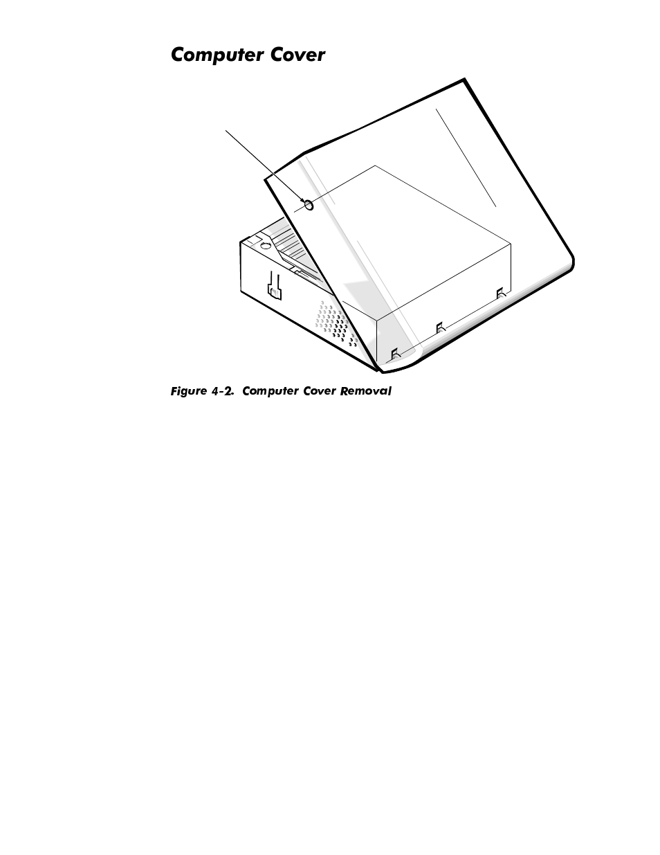 Computer cover, Computer cover -4, Figure 4-2 | Computer cover removal -4, Rpsxwhu&ryhu | Dell OptiPlex NX1 User Manual | Page 74 / 170