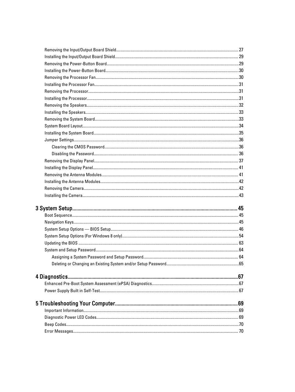 3 system setup, 4 diagnostics, 5 troubleshooting your computer | Dell OptiPlex 9010 All In One (Mid 2012) User Manual | Page 4 / 79