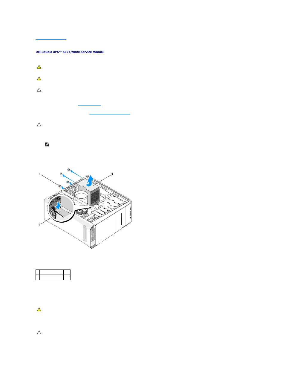 Replacing the power supply | Dell Studio XPS 435T / 9000 (Early 2009) User Manual | Page 26 / 41