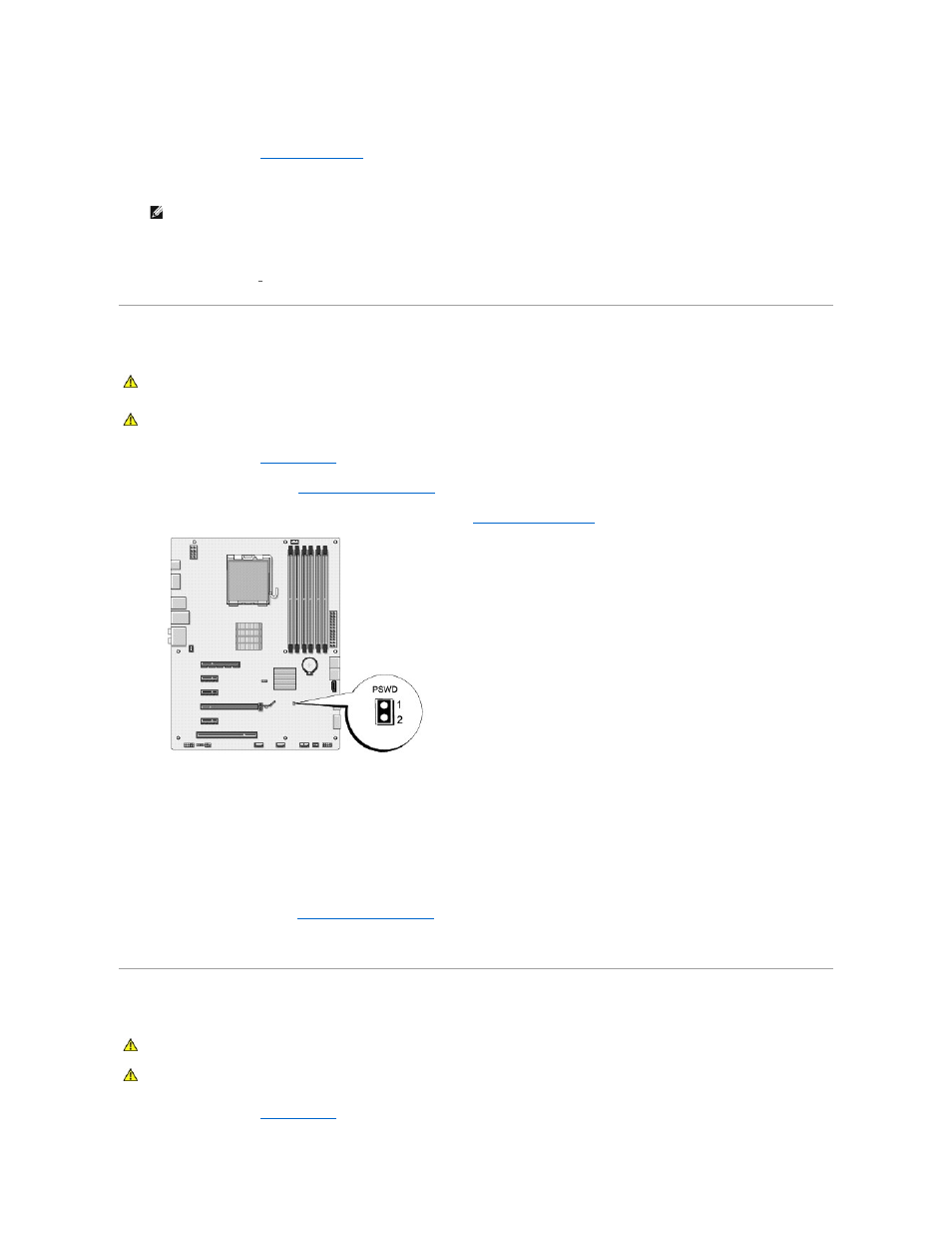 Clearing forgotten passwords, Clearing cmos settings | Dell Studio XPS 435T / 9000 (Early 2009) User Manual | Page 33 / 41