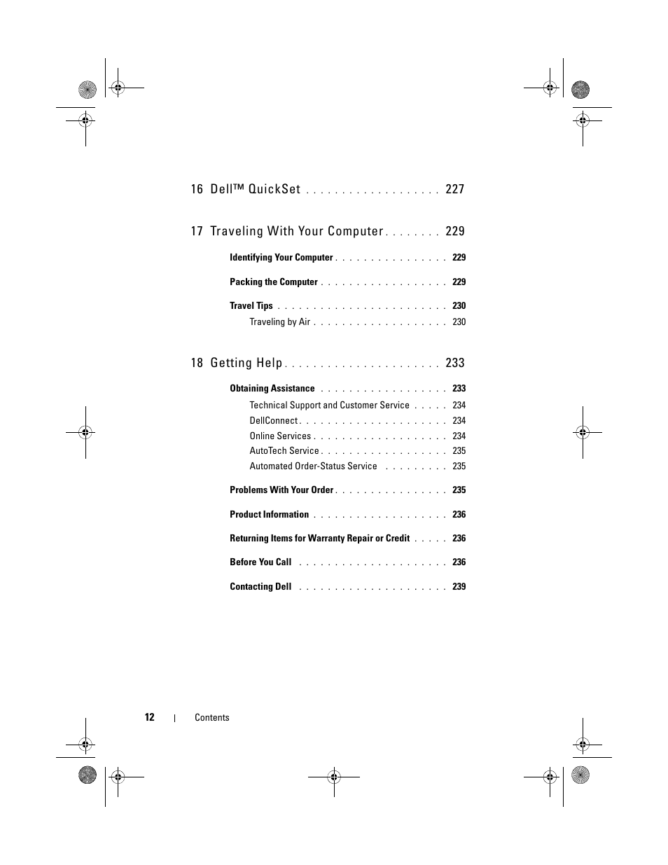 16 dell™ quickset, 18 getting help | Dell Precision M6300 (Late 2007) User Manual | Page 12 / 268