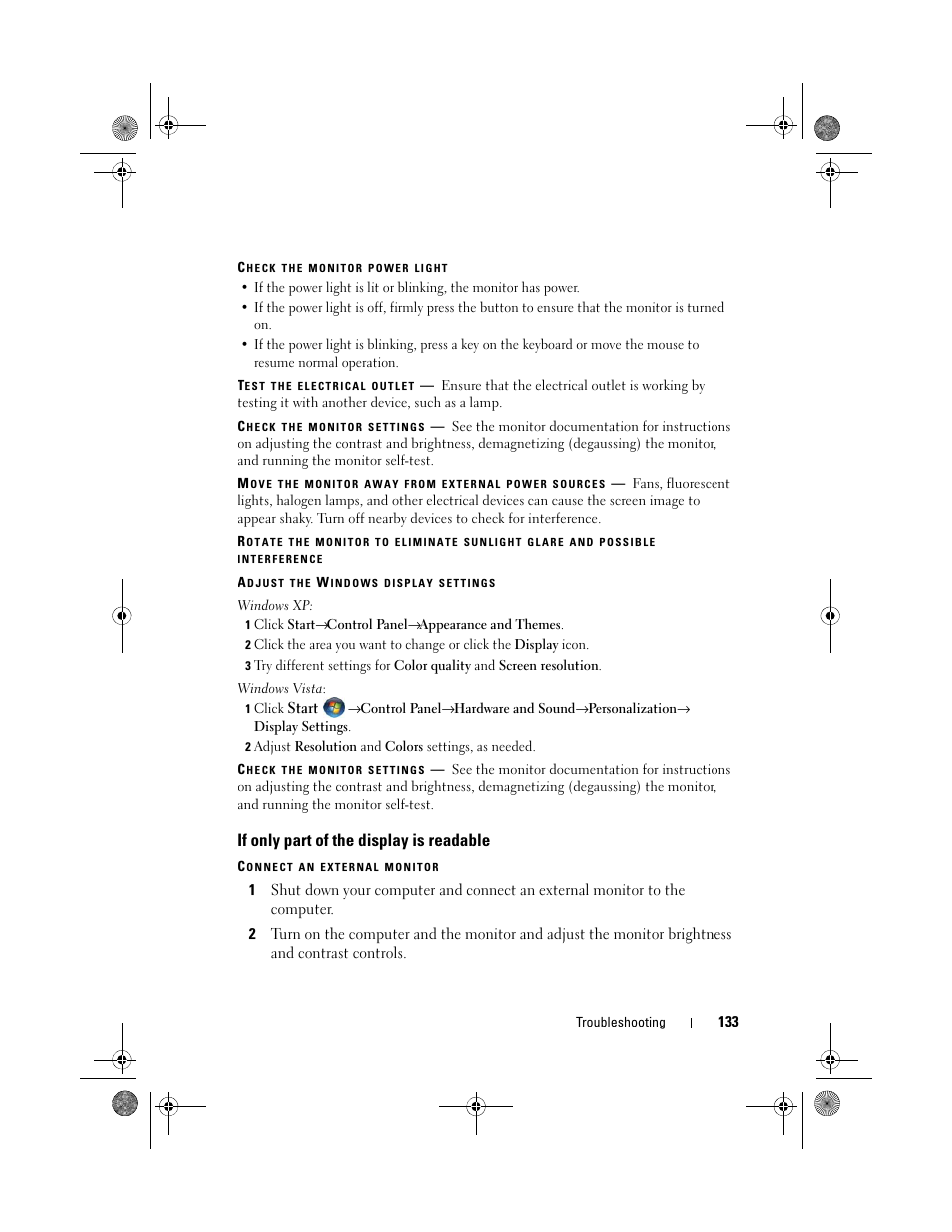 If only part of the display is readable | Dell Precision M6300 (Late 2007) User Manual | Page 133 / 268