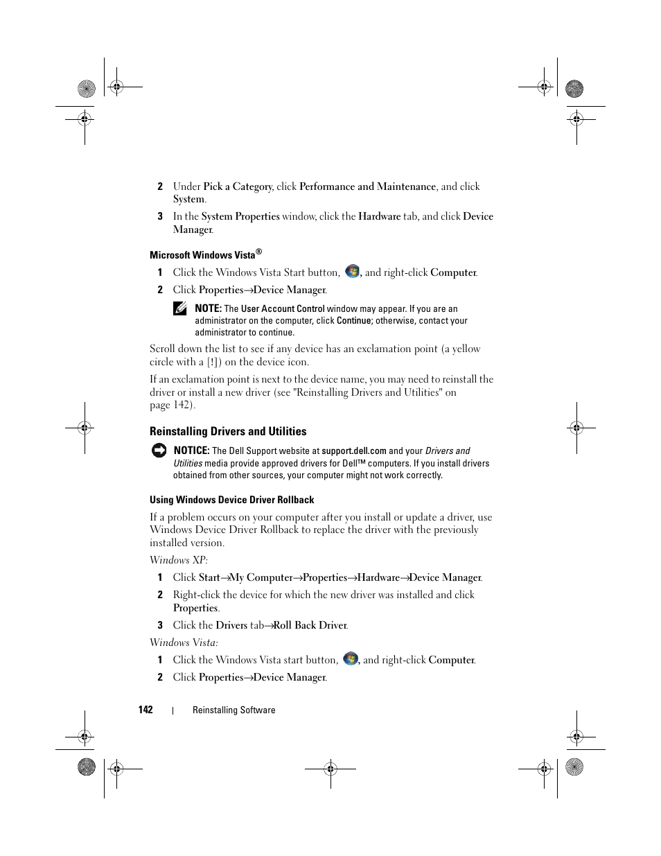 Reinstalling drivers and utilities, See "reinstalling drivers and utilities" on | Dell Precision M6300 (Late 2007) User Manual | Page 142 / 268