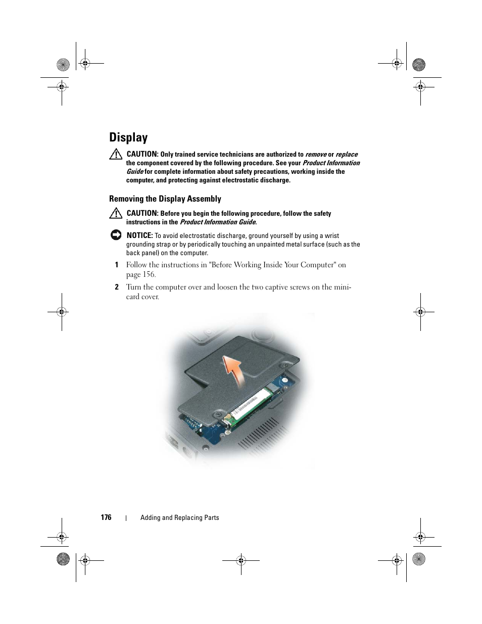 Display, Removing the display assembly | Dell Precision M6300 (Late 2007) User Manual | Page 176 / 268