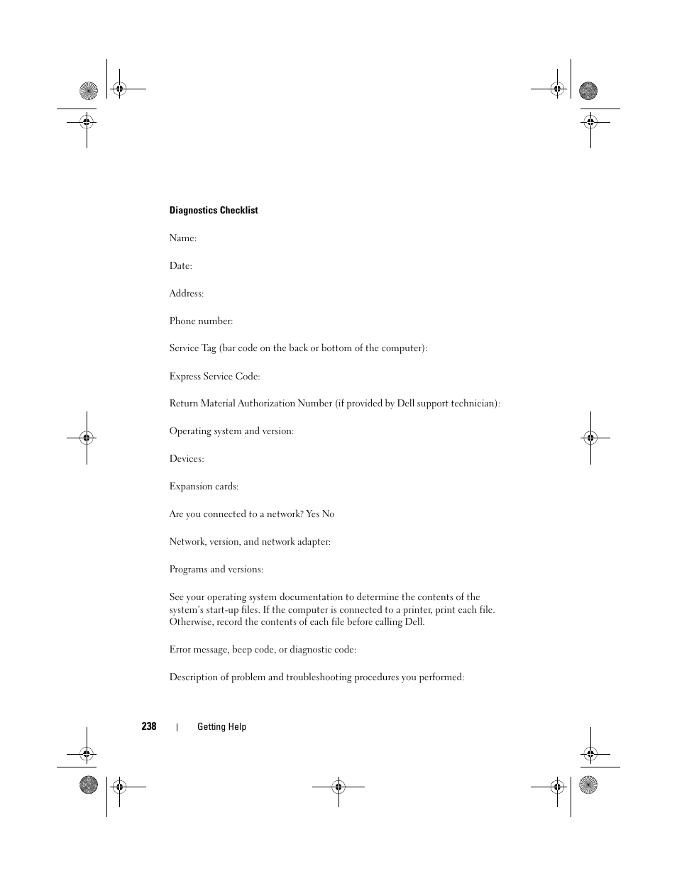 Ecklist (see "diagnostics checklist | Dell Precision M6300 (Late 2007) User Manual | Page 238 / 268