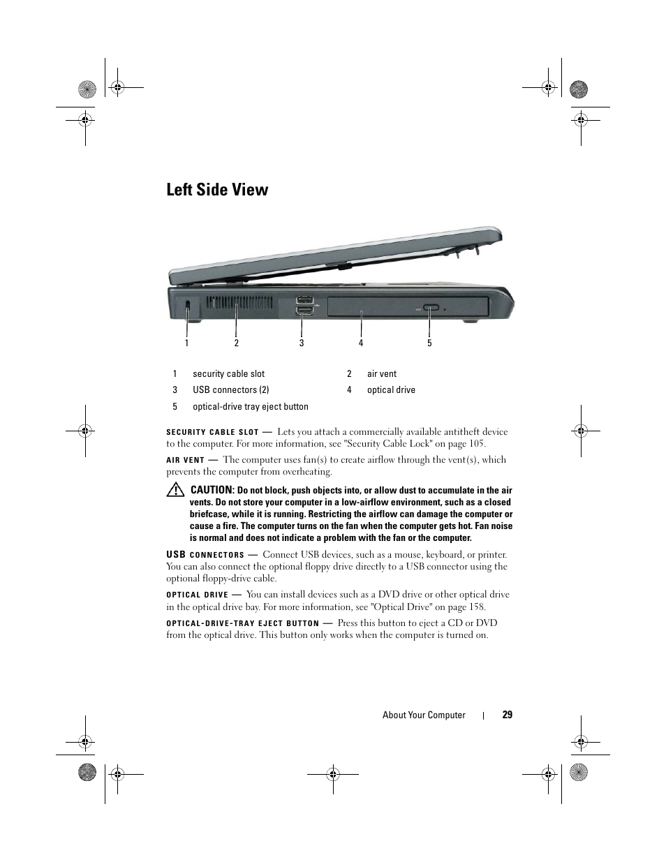 Left side view | Dell Precision M6300 (Late 2007) User Manual | Page 29 / 268
