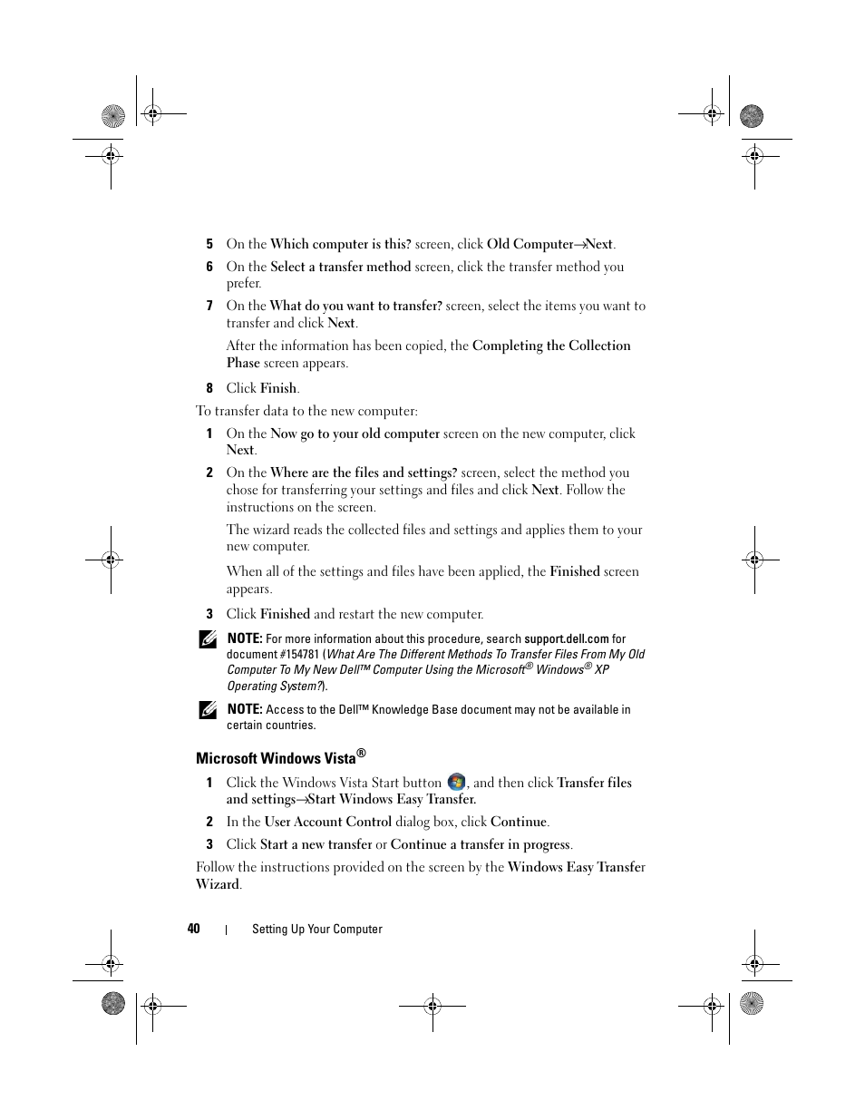 Microsoft windows vista | Dell Precision M6300 (Late 2007) User Manual | Page 40 / 268