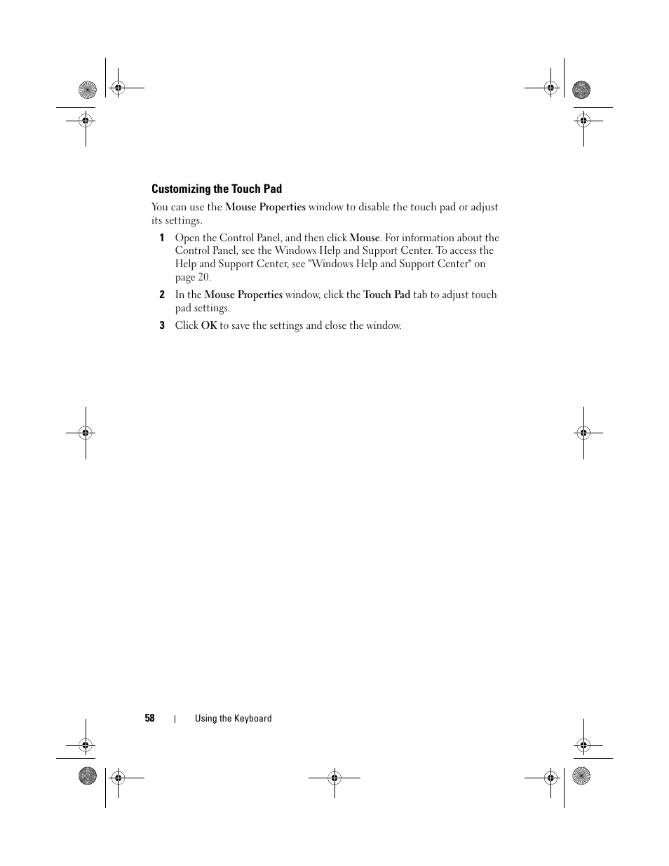 Customizing the touch pad | Dell Precision M6300 (Late 2007) User Manual | Page 58 / 268