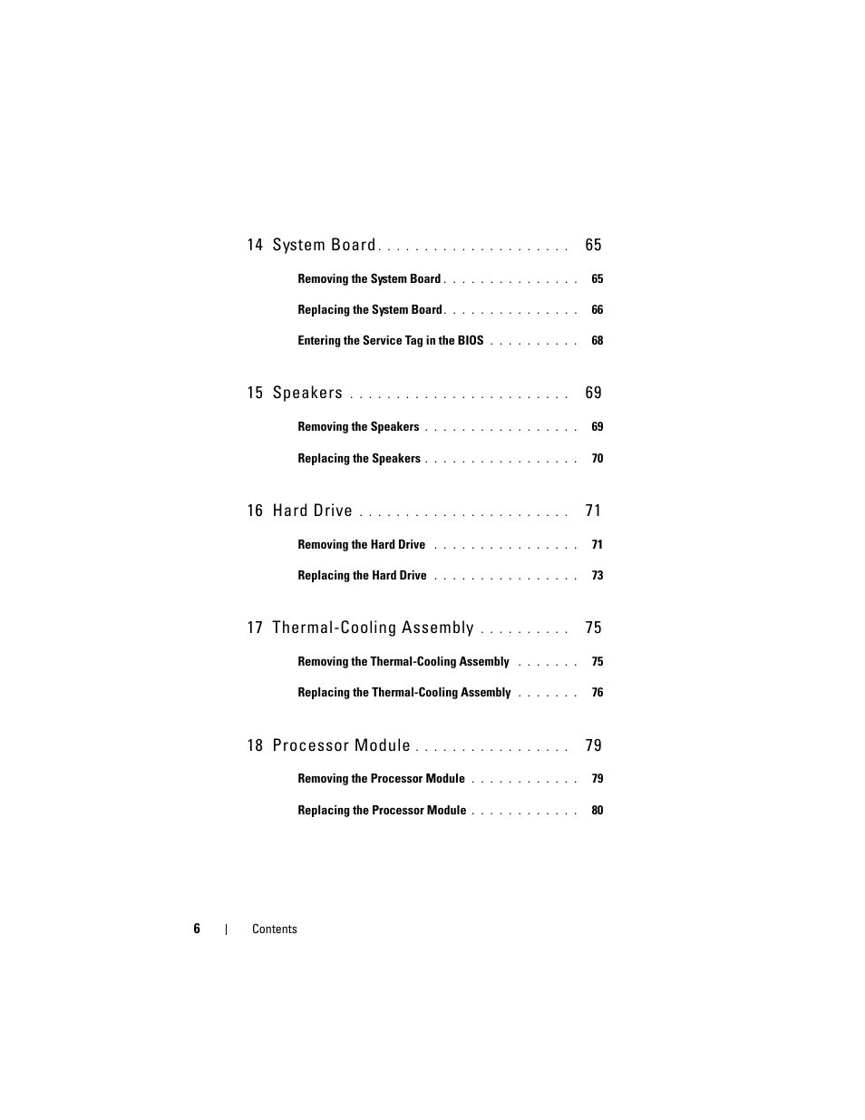 14 system board, 15 speakers, 16 hard drive | 17 thermal-cooling assembly, 18 processor module | Dell Inspiron 15R (N5110, Early 2011) User Manual | Page 6 / 90