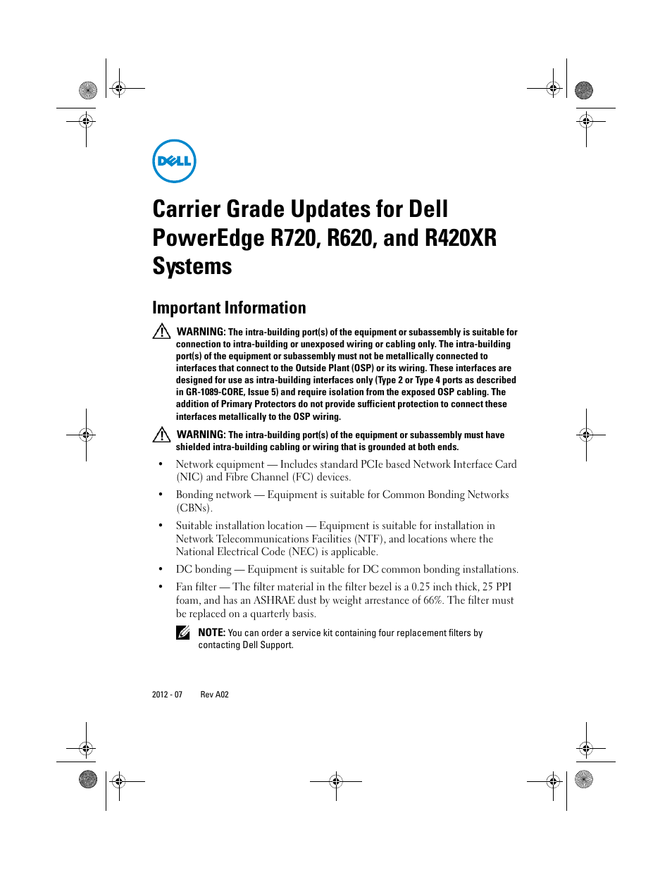 Dell PowerEdge R420xr User Manual | 4 pages