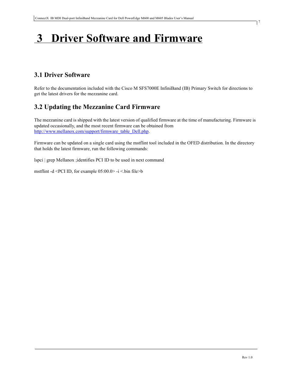 3 driver software and firmware, 1 driver software, 2 updating the mezzanine card firmware | Chapter 3 driver software and firmware | Dell PowerEdge M805 User Manual | Page 9 / 16