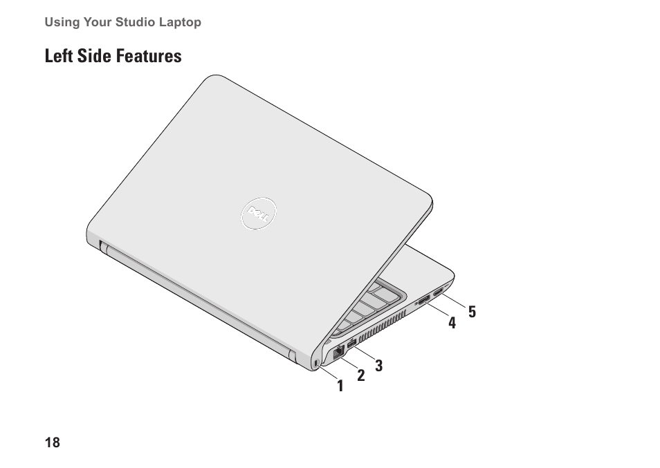 Left side features | Dell Studio 1440 (Mid 2009) User Manual | Page 20 / 74