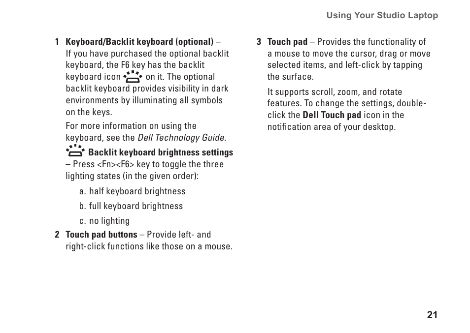 Dell Studio 1440 (Mid 2009) User Manual | Page 23 / 74