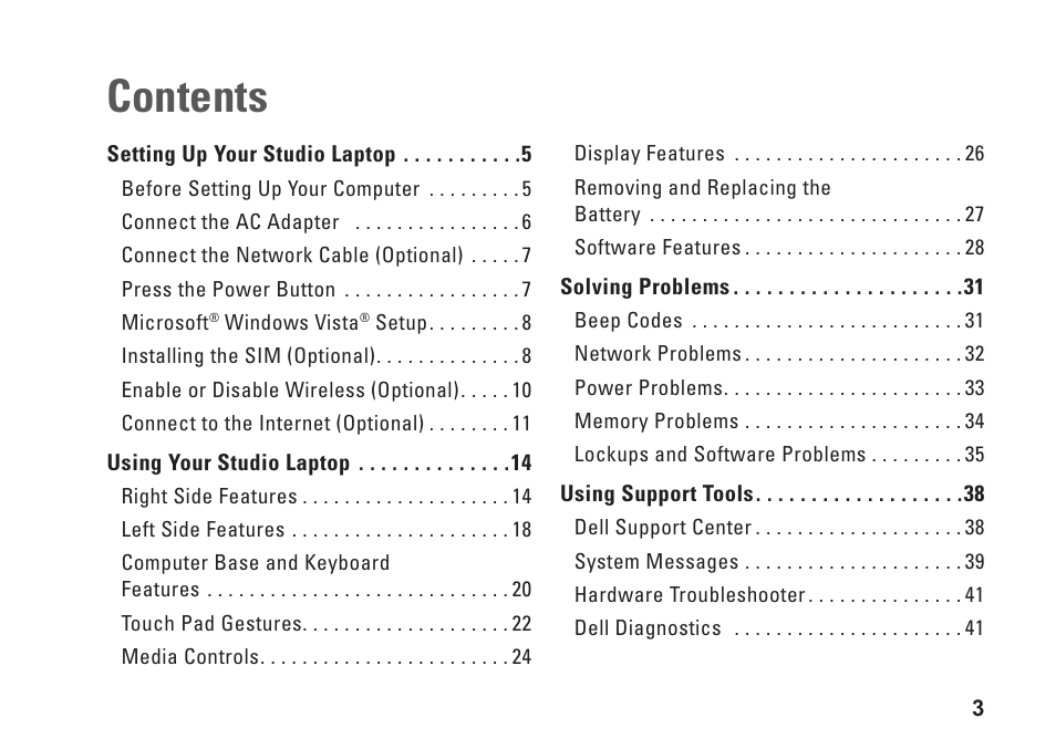 Dell Studio 1440 (Mid 2009) User Manual | Page 5 / 74