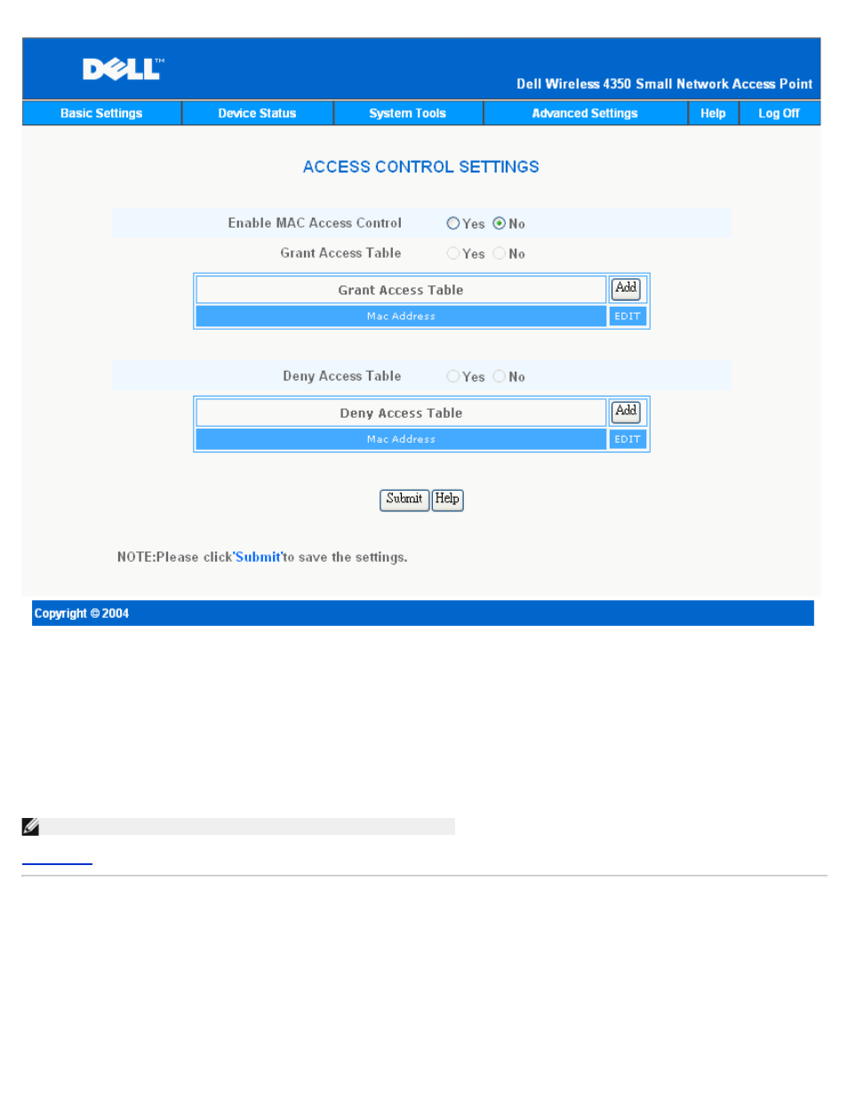 Administration settings | Dell 4350 Network Access Point User Manual | Page 175 / 252