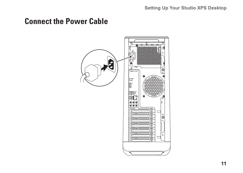 Connect the power cable | Dell Studio XPS 9100 (Mid 2010) User Manual | Page 13 / 74