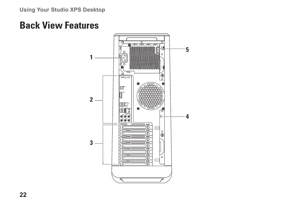 Back view features | Dell Studio XPS 9100 (Mid 2010) User Manual | Page 24 / 74
