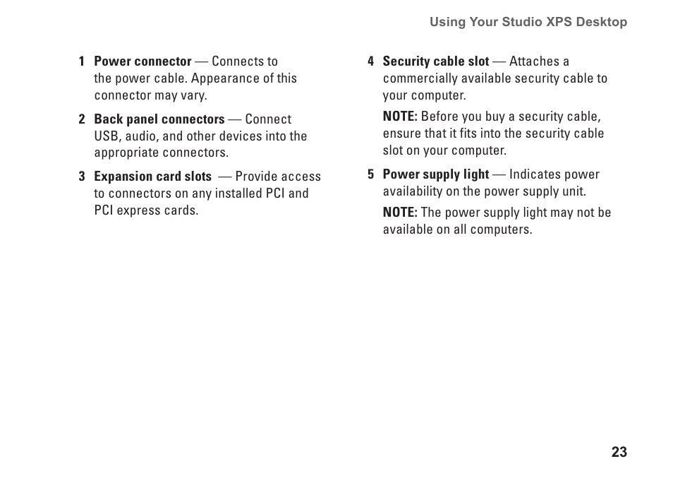Dell Studio XPS 9100 (Mid 2010) User Manual | Page 25 / 74