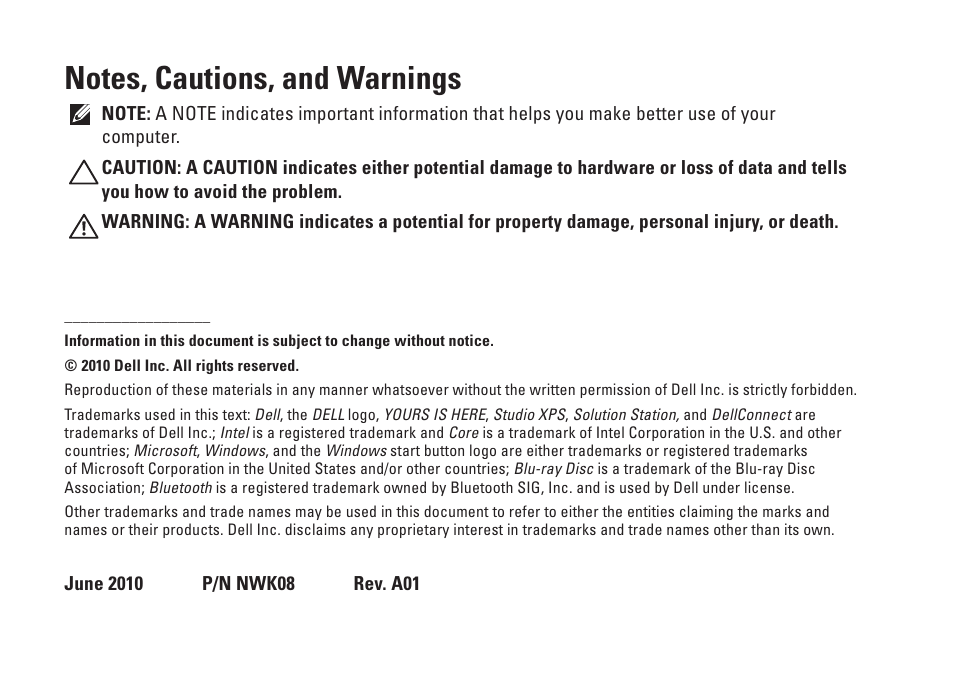 Dell Studio XPS 9100 (Mid 2010) User Manual | Page 4 / 74