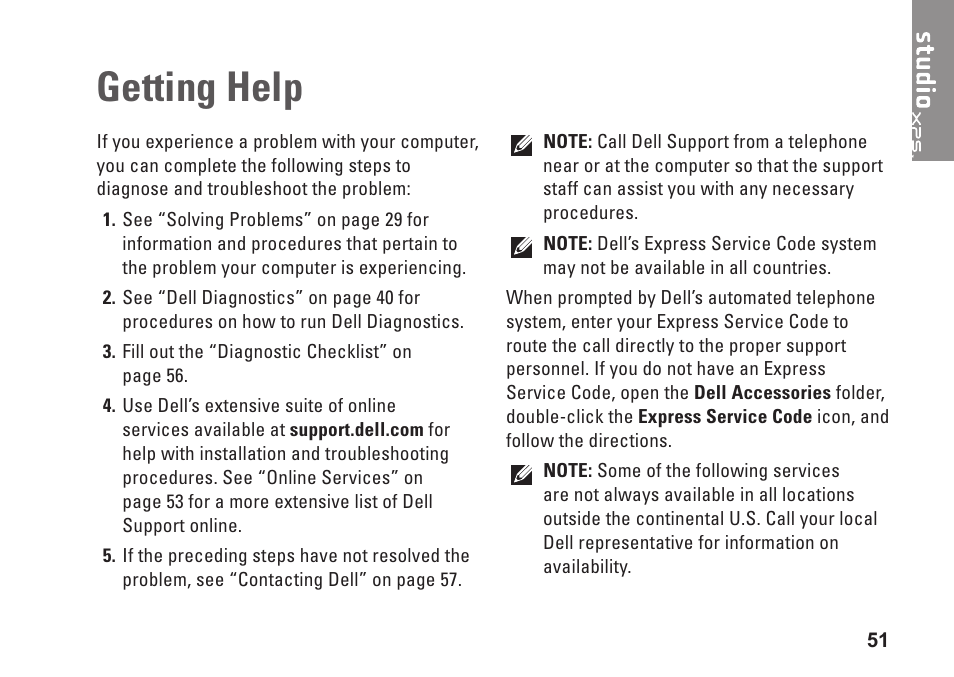 Getting help | Dell Studio XPS 9100 (Mid 2010) User Manual | Page 53 / 74