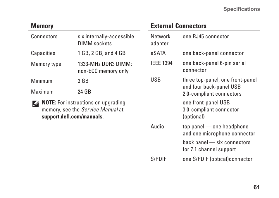 Dell Studio XPS 9100 (Mid 2010) User Manual | Page 63 / 74